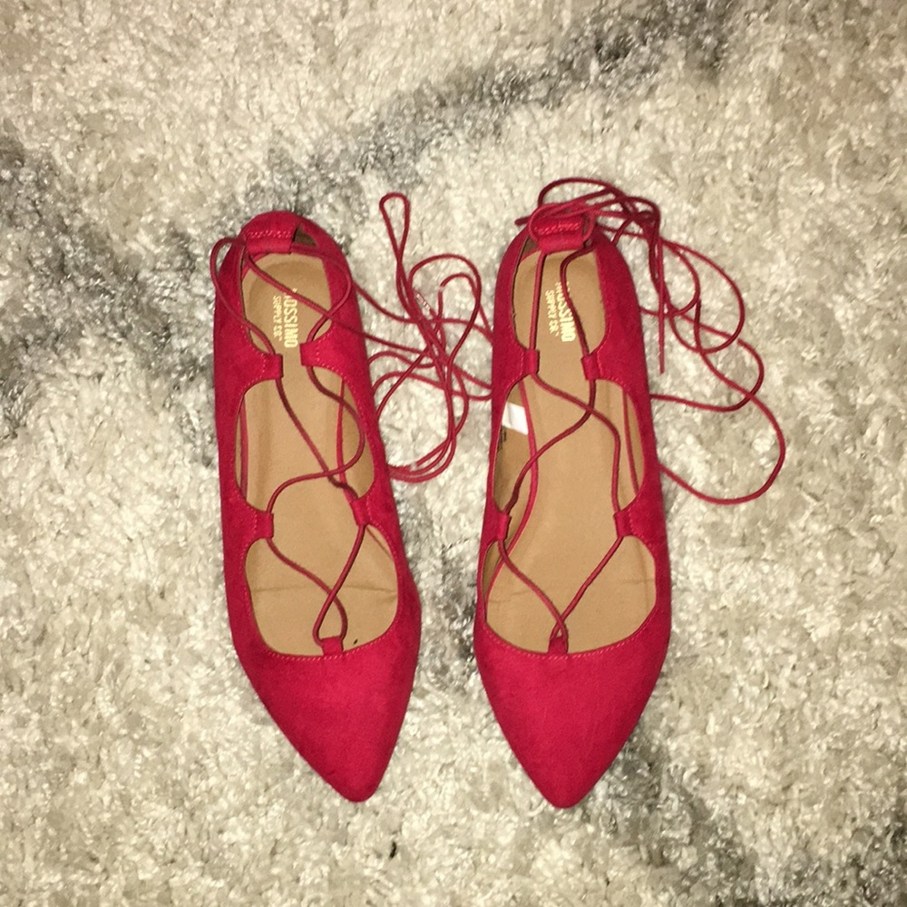Mossimo Supply Co Red Flats with Ankle Tie